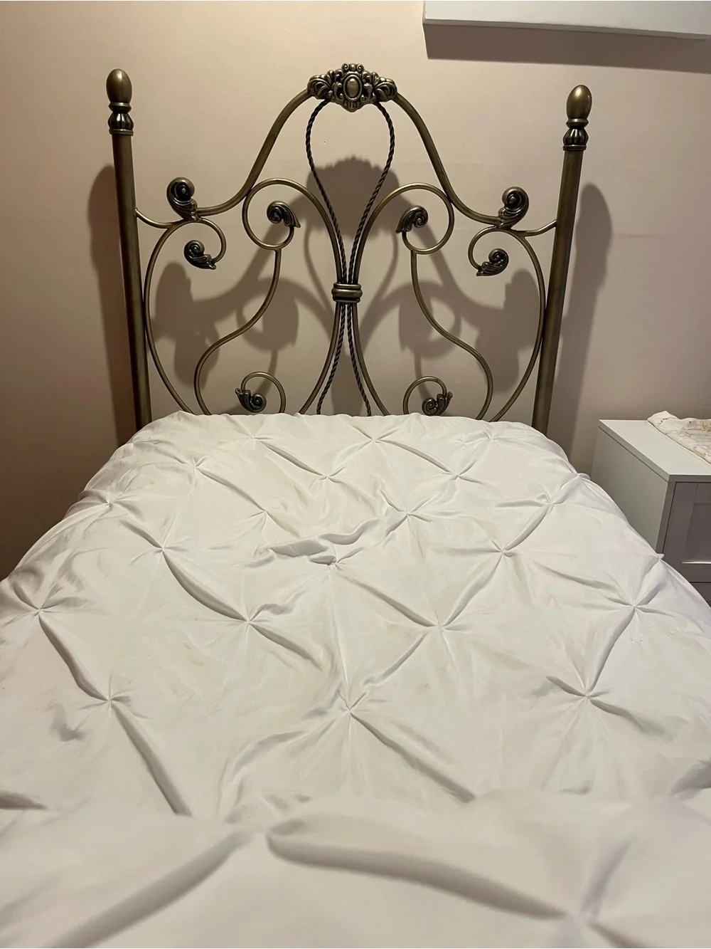 Decorative Metal Headboard Wall Accent in Antique Bronze